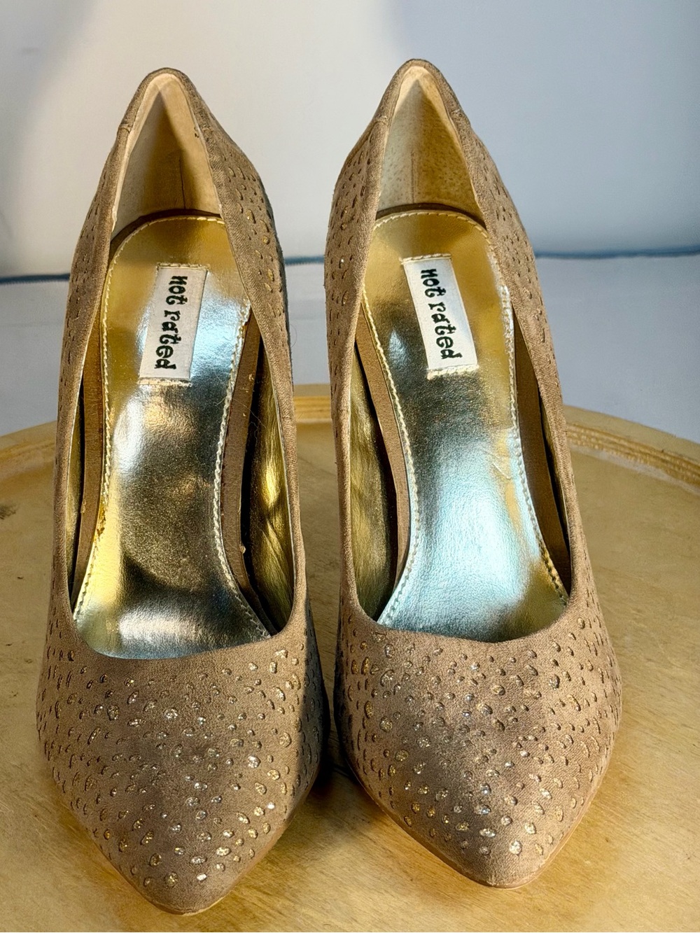 No Rated Taupe Suede Pointed Toe Pumps